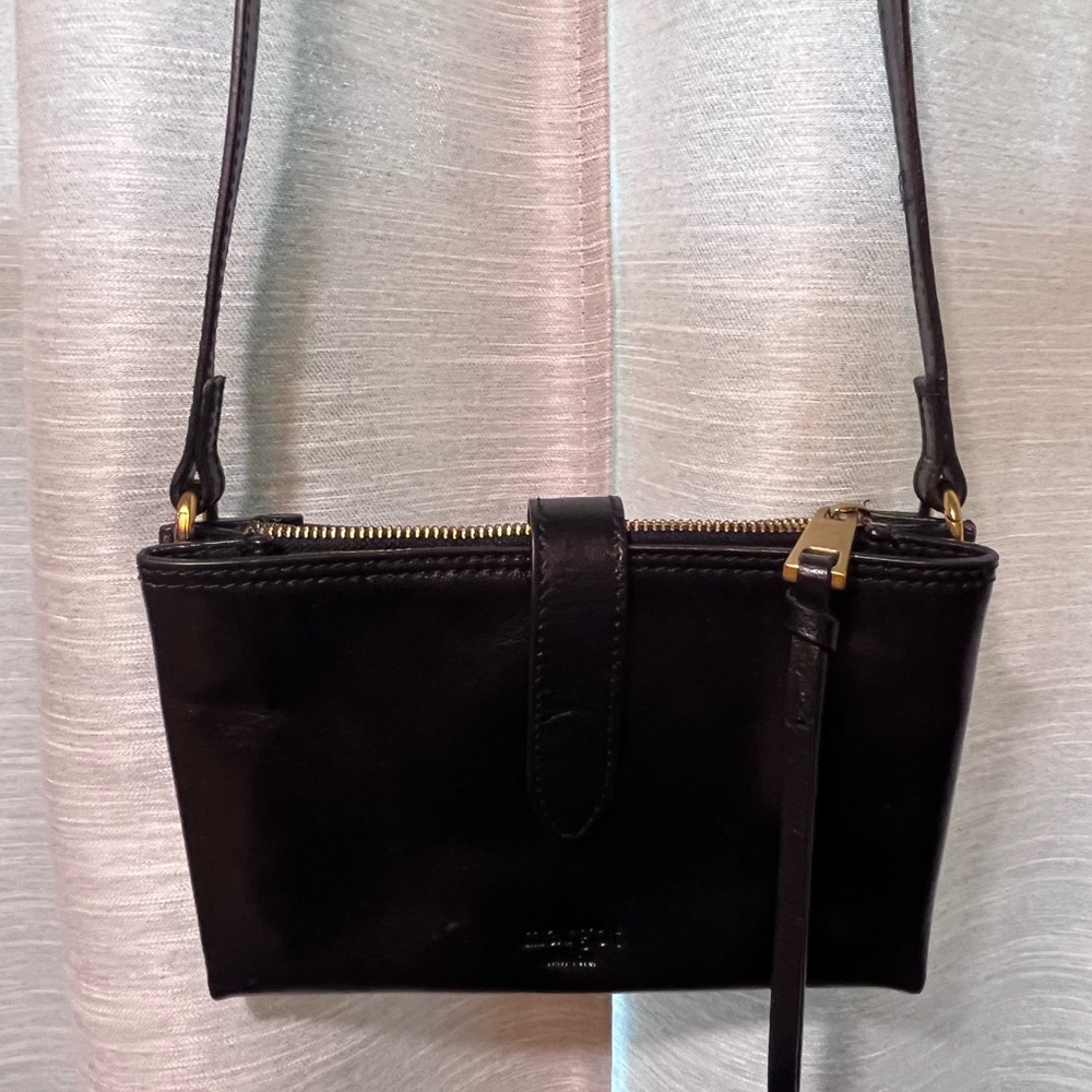 Margot Black Leather Crossbody Bag